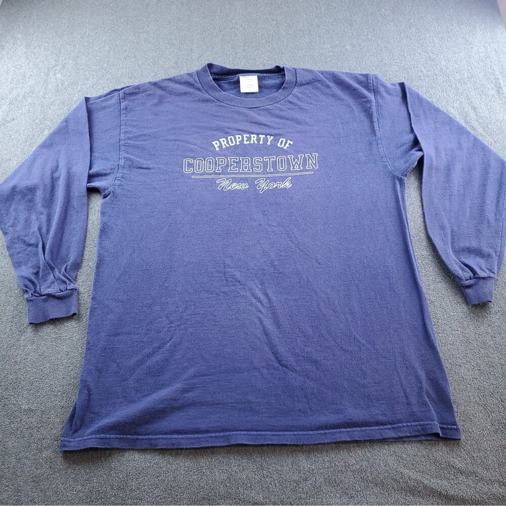Vintage Property of Cooperstown New York T-Shirt Men's Size Large Blue Delta